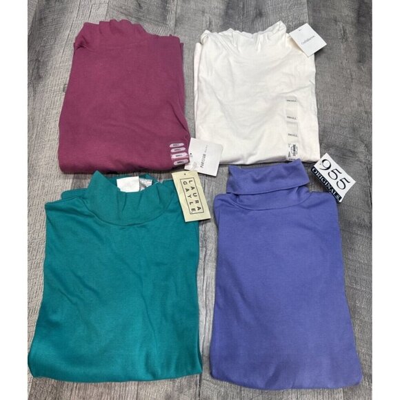 St. John's Bay Tops - Vintage Long Sleeve Shirts Lot 4 Womens SMALL Knit Turtleneck Colorful Y2K NEW‎